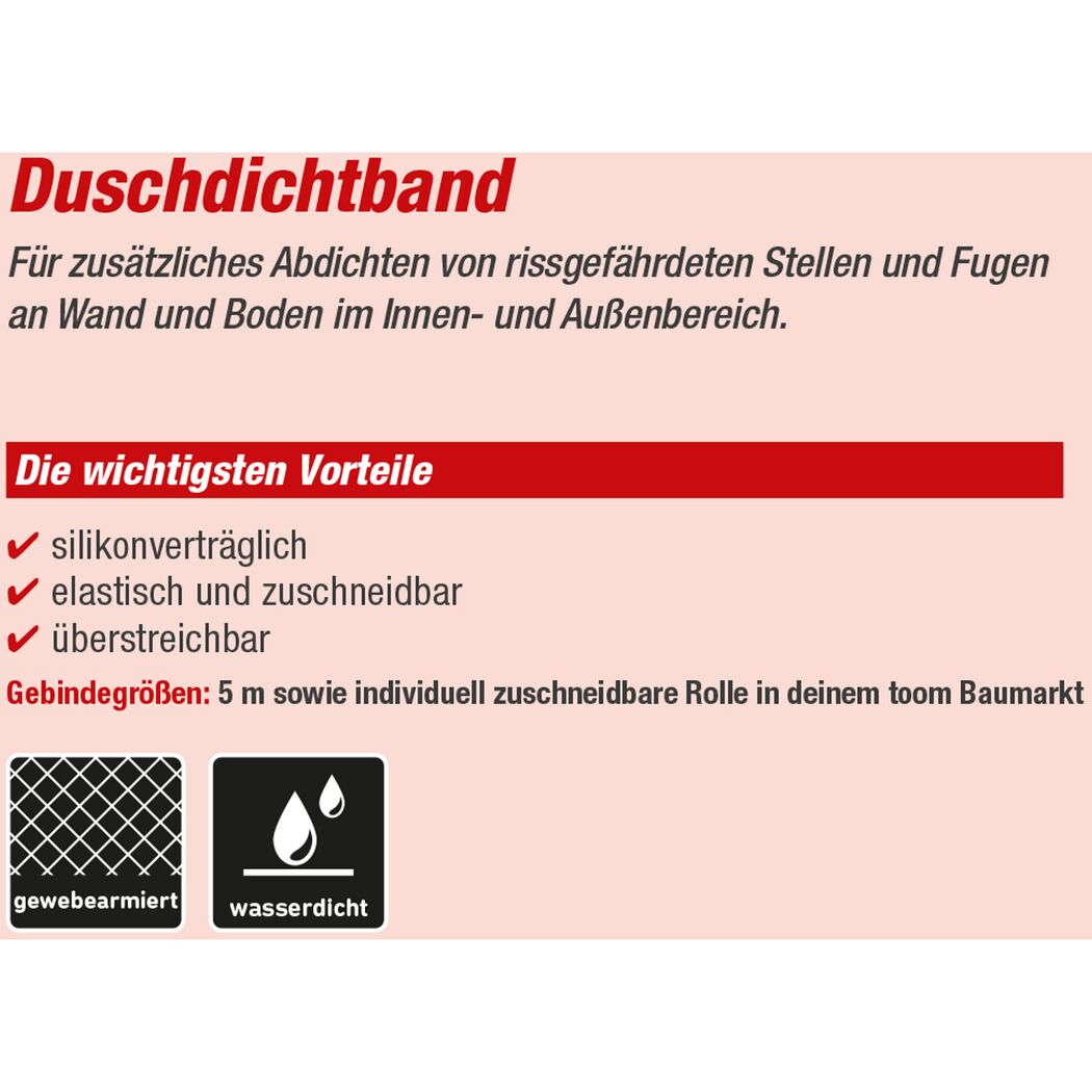 Duschdichtband grau 5 m