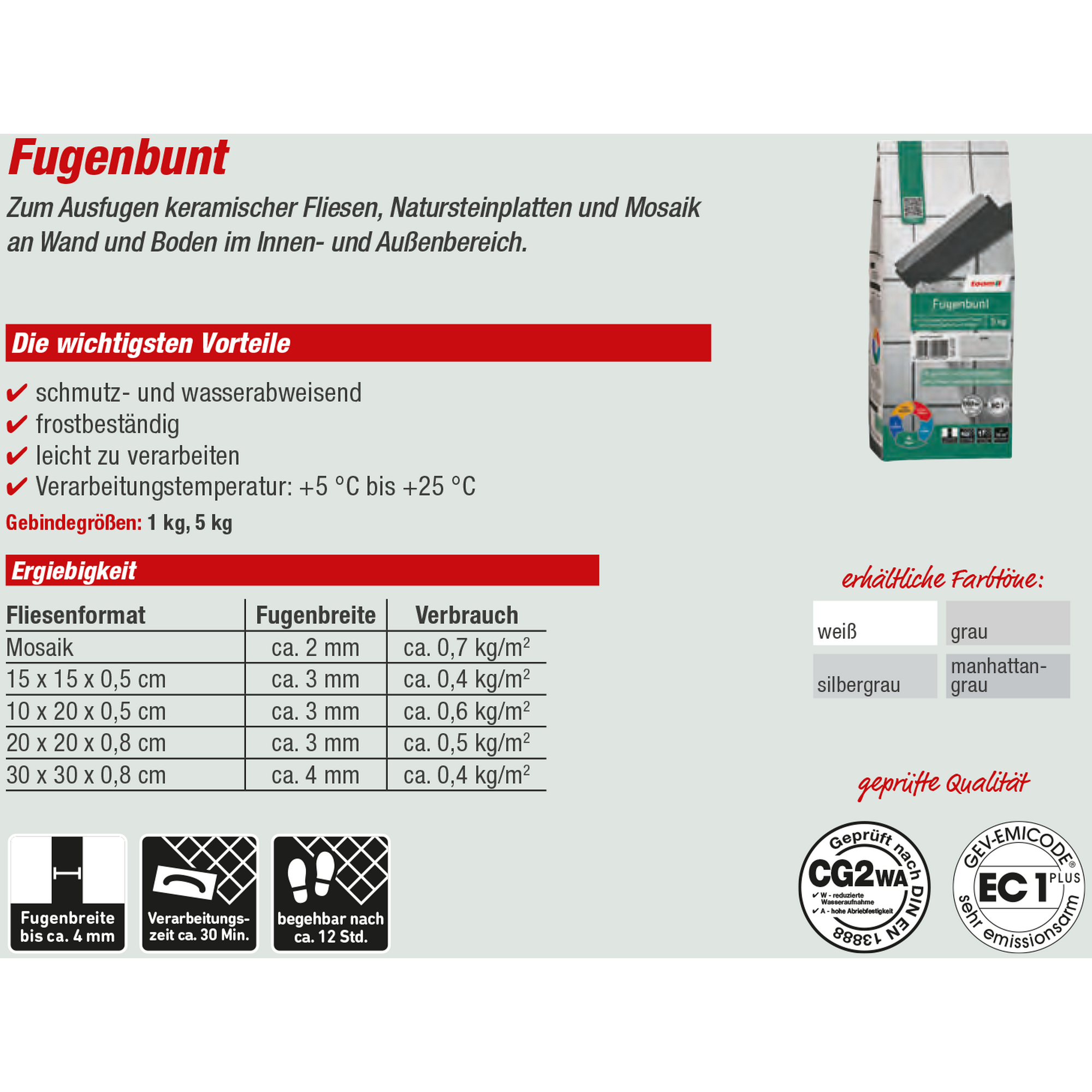 Fugenbunt grau 1 kg + product picture