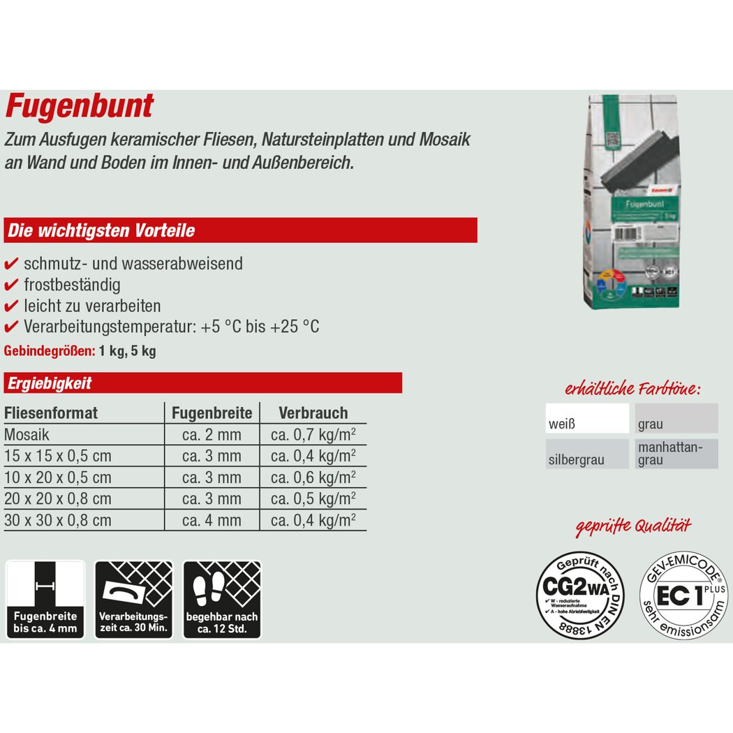 Fugenbunt weiss 1 kg toom