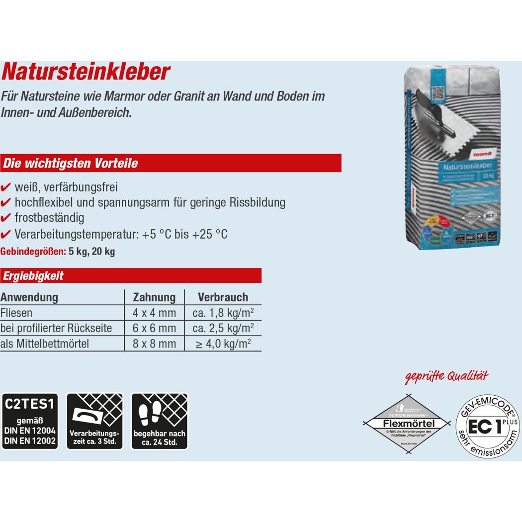 Natursteinkleber 20 kg toom